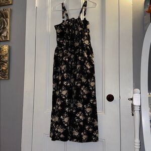 Scarlet Darkness Black Floral Print Midi Dress